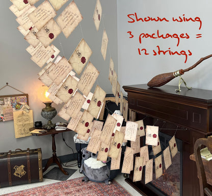 ConQuest Journals Harry Potter Official Floating Hogwarts Acceptance Letters Decoration, 40 Letter Cards & Nylon String for Hanging, Home Decor, Officially Licensed (40-Piece, 4 Strings of 10 Letters)