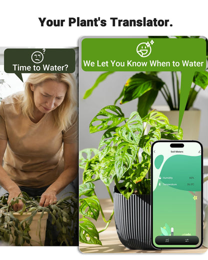 Drusine Smart WiFi Soil Moisture Meter for Plants, 2-in-1 Sensor with App Alerts | Monitor Moisture & Temperature Remotely, Real-Time Data for Indoor/Outdoor Gardening, Houseplants Care