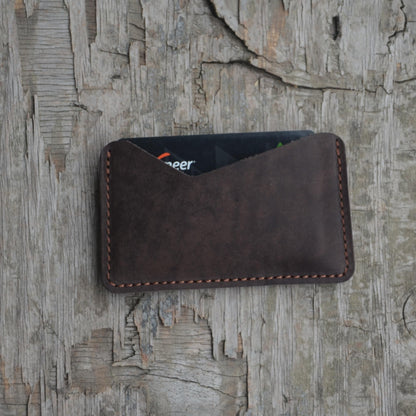 JJNUSA Handmade Leather Business Card Case Holder for Men & Women Minimalist Leather Wallet Card Holder Distressed Gifts (Coffee)