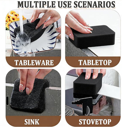 Taeku Natural Kitchen Sponge, 6 Pack Heavy Duty Scrub Cellulose Sponge Premium Multifunction Eco Friendly Cleaning Sponges for Dishes (Dark)