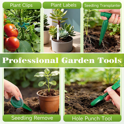 Gardening Tool Set, 18PCS Indoor Plant Tools for Succulents, Bonsai & Herbs, Mini Garden Tools with Repotting Mat for Indoor Plants, Soil Scoop, Pruner, Gloves, Plant Ties & Labels