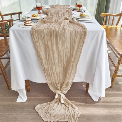 IVAPUPU 2 Pcs Cheesecloth Table Runner - 10ft Nude Boho Gauze Cheese Cloth Table Runners for Baby Shower Decorations Wedding Party Summer Garden Farmhouse