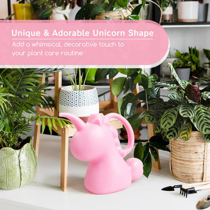 XXXFLOWER Unicorns Indoor Watering Can, 1 L Cute Animal Water Cans, Novelty Unicorns Shape Watering Pot for Office House Indoor Garden（Pink）
