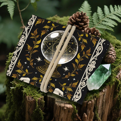 GLOBLELAND 2 Pcs Magic Divination Crystal Ball Tarot Card Holder Skull Polyester Tarot Bag Magic Divination Canvas Jewelry Storage Drawstring Pouches Accessories for Playing Cards and Tarots