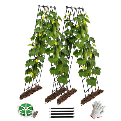 DOLEMODUO 2 Pack Cucumber Trellis, 60inch A-Frame Rustproof Steel Wire Garden Trellis for Raised Beds, Heavy Duty Climbing Plants Supports for Cucumber,Tomato, Climbing Plants and Flowers