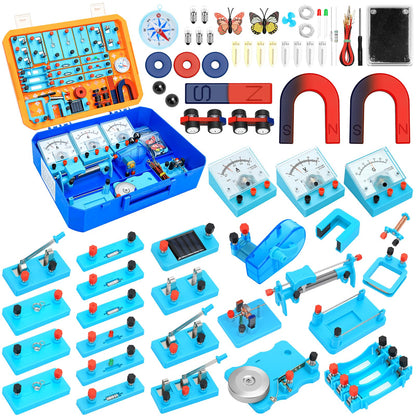 Ransanx 79 PCS Electricity and Magnetism Kit for Kids Age 8-16, STEM Science Magnet Experiment Kit with Magnetic Car, Hand Crank Generator, Physics Lab Circuit Board for Students Learning