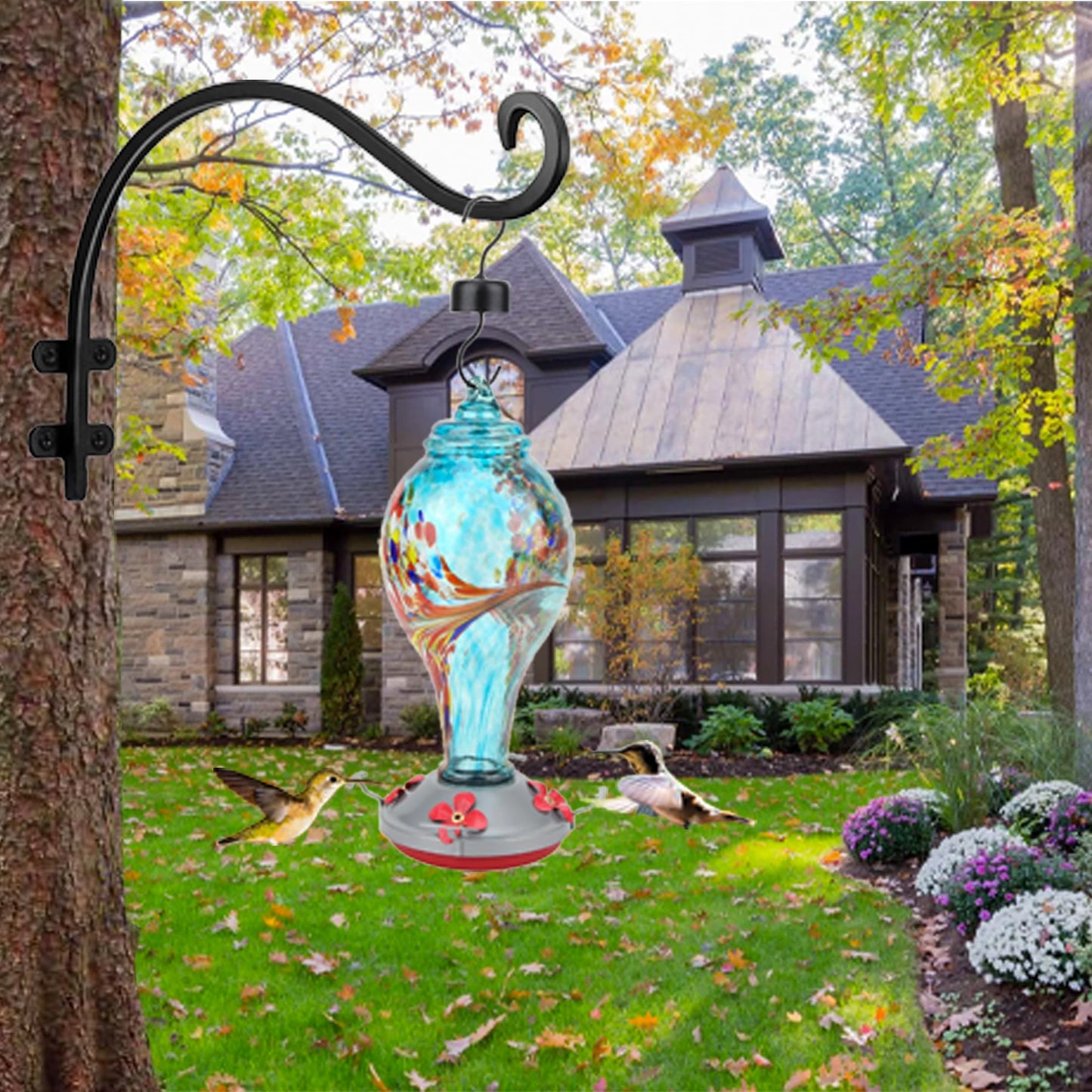 TUOBOUNDARY 12 Inch Hanging Basket Hook Outdoor 2PCS Bird Feeder Hanger,Garden Hooks,Wind Chimes,Outdoor or Indoor Heavy-Duty Long Plant Hanger Hook