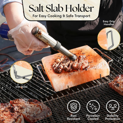 UMAID Himalayan Salt Block Cooking Plate 8x8x1.5 – Food Grade Pink Himalayan Salt Stone for Cooking, Salt Block for Grilling, Serving & Food Presentation – Includes Stainless Steel Tray & Recipe Booklet – Unique Gifts for Men & Dad Gifts for Fathers Day