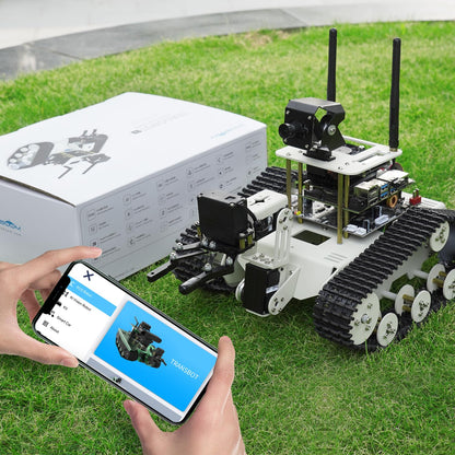 Yahboom Tank Chassis Roboict Kit AI Camera DIY Programmable Project ROS Starter for Jetson Nano Recognition|Tracking|OpenCV|MediaPipe Teens Adults (Transbot-SE with Nano)