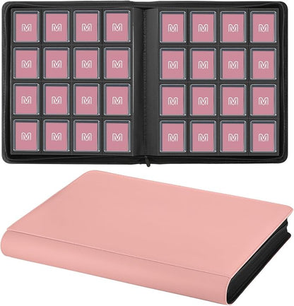 16 Pocket Toploader Binder,Holds 640 Top Loaders,Top Loader Binder for 3" x 4"Rigid Cards,Sleeves Card Collection Binder,20 Double Sided Pages,Compatible with Trading & Sports Holder (16Pink)