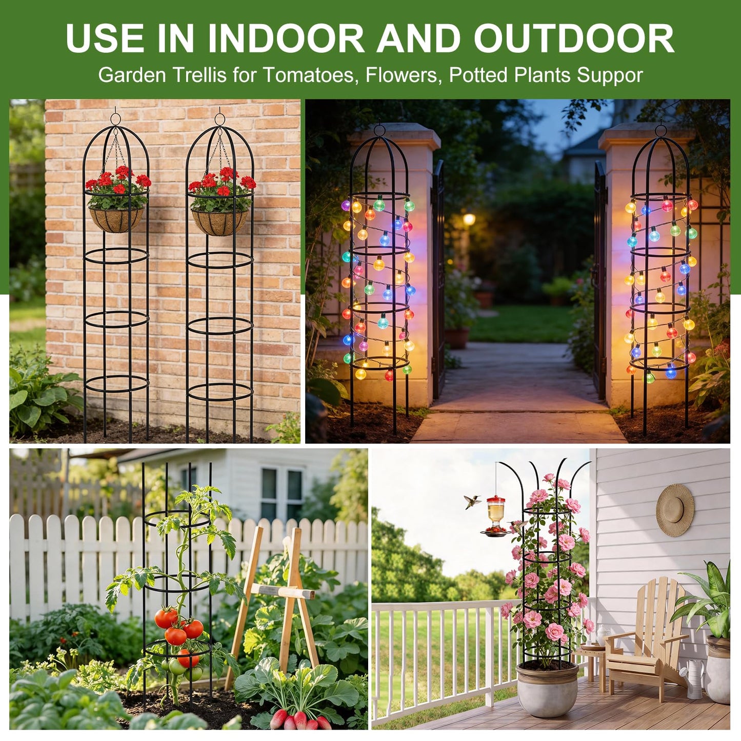 100% Metal Obelisk Garden Trellis 6.6 Ft Tall Plant Support for Climbing Vines and Flowers Stands,Rose Bush Round Trellis for Pots Metal Plant Flower Trellises for Clematis Vine Jasmine Outdoor Indoor