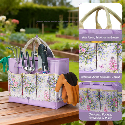 SLARMOR Garden Tool Set, 10 PCS Gardening Essentials, Stainless Steel Garden Hand Tools with Tote Bag, Well-Designed Gardening Supplies Kit Gifts for Women Men Gardeners