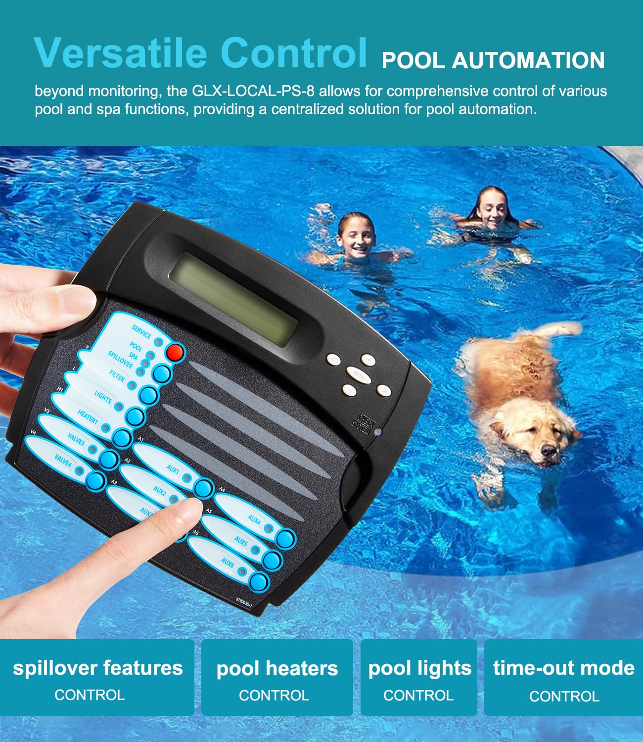 Yoursme GLX-Local-PS-8 Local Display Replacement for Hayward Goldline Aqua Logic & ProLogic Automation and Chlorination Systems - Fits Models AQL-PS-8-V, AQL-PS-8, PS-8 Pool Automation Display