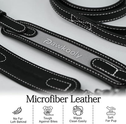MagEase Dog Collar with 4FT Leash | Adjustable | Anti-Wrinkle, Bite & Stain-Resistant Leather | Soft & Skin-Friendly | 450LB Escape-Proof Magnetic Buckle (Black, Small)