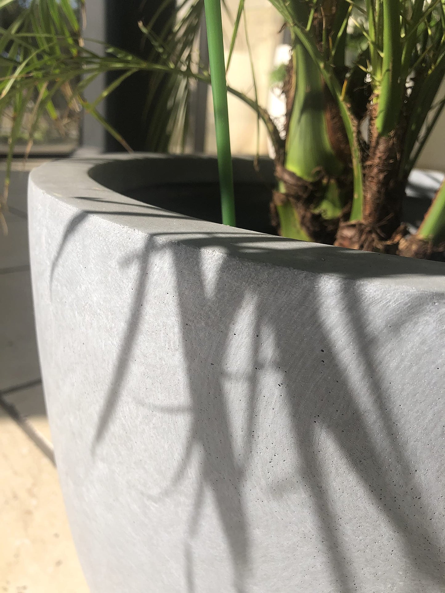 20", 16" and 12" W Round Slate Gray Concrete/Fiberglass Indoor Outdoor Elegant Bowl Planters (Set of 3)