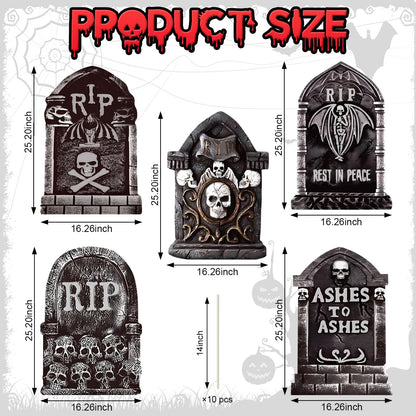 25.2inch DIY Halloween Tombstones Decorations Outdoor 5PCS Halloween Yard Signs Decoration,Halloween Graveyard Tombstones for Graves Gravestones Outdoor Decorations