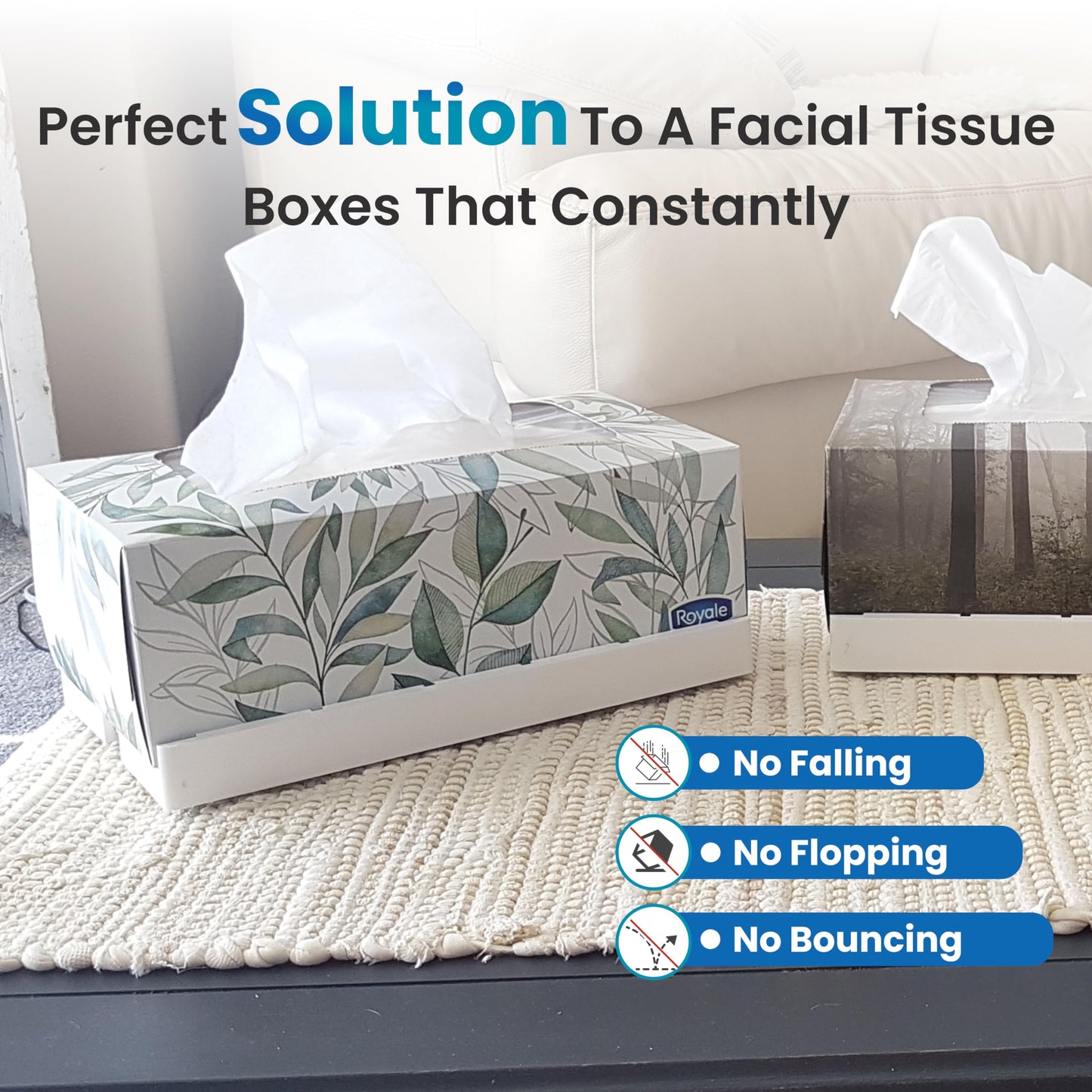 Tissuefoot - The Ultimate Tissue Box Holder: Convenient Access for Home, Office, Car, Classroom & More - Dishwasher Safe- Sturdy, Rectangular and Stylish Stabilizer!