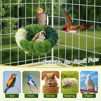 Admaison Bird Nest for Cage,Plush Hanging Bird Bed for Parakeet,Breeding Bird House for Conure,Budgie,Cockatiel,Lovebird,Canary,Finch,Hamster,Small Pets,Warm Nest(Green, L)