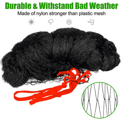 Bird Netting - 50x 50ft Black Poultry Net with 1" Square Mesh Protect Against Rodents Birds, Hawk, Squirrel and Other Animals, Durable & Reusable Anti-Bird Netting use for Fence, Farm & Orchard