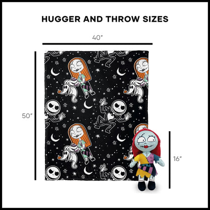 Northwest Nightmare Before Christmas Silk Touch with Hugger, Sally Frights, 50 x 40 inches