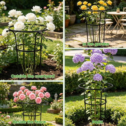 2 Pack Large Peony Cages and Supports, 26" H x 20" D Grow Through Plant Support Rings, Sturdy Garden Trellis, Plastic Rings with Stainless Steel Core Stakes for Peonies, Roses & Top-Heavy Blooms