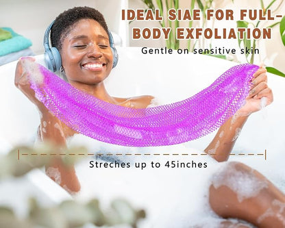 2 Pack African Net Sponge Exfoliating Body Scrubber Bath Sponge for Daily Use (Navy Blue+Indigo)
