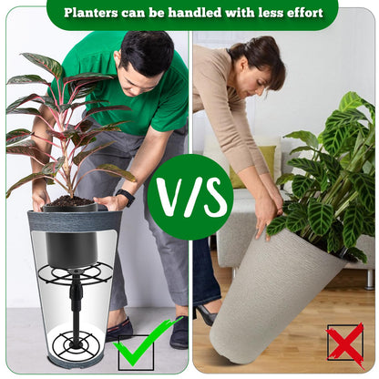 VICAMB 2 Pack Adjustable 6-10.5in Plant Risers for Inside Pots,Metal Planter Lift Inserts Fillers Risers for Tall Square Round Taper Large Pots(5.9" 7.87" 9.84" Base or Top)