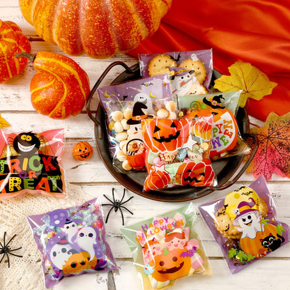 FEBSNOW 450pcs Halloween Ziplock Self Adhesive Candy Dessert Treat Bags