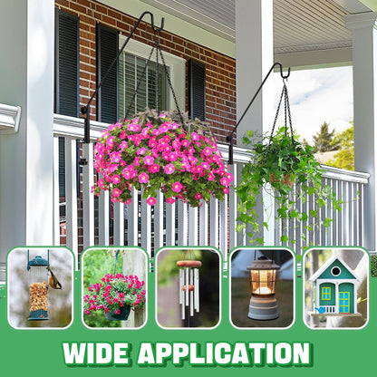 Biubee Deck Bird Feeder Hanger for Failing- 2Pack Heavy Duty Steel Stable Deck Railing Plant Hanger Outdoor, with Adjustable 3.1" Clamp, Deck Hook for Bird Feeder Plant Hangers Lanterns, 13.8 Inches