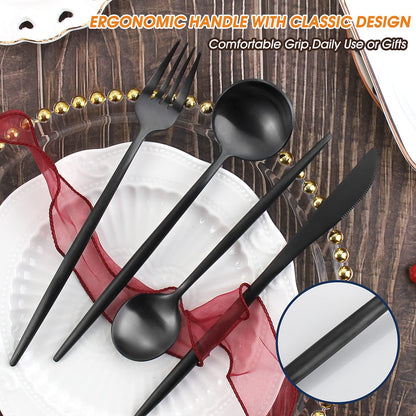 Matte Black Silverware Set,BEGEEL 20 Piece Stainless Steel Flatware Set,Service for 4,Satin Finish Tableware,Cutlery Sets,Utensil Sets for Kitchen and Home,Dishwasher Safe