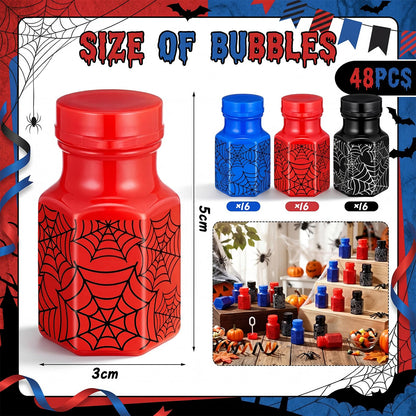 Hollowfly 48 Pcs Spider Party Favors Spider Bubble Wands Mini Bubble Bottles Birthday Party Supplies for Outdoor Activity Birthday Supplies Summer Gifts Goodie Bag Stuffers