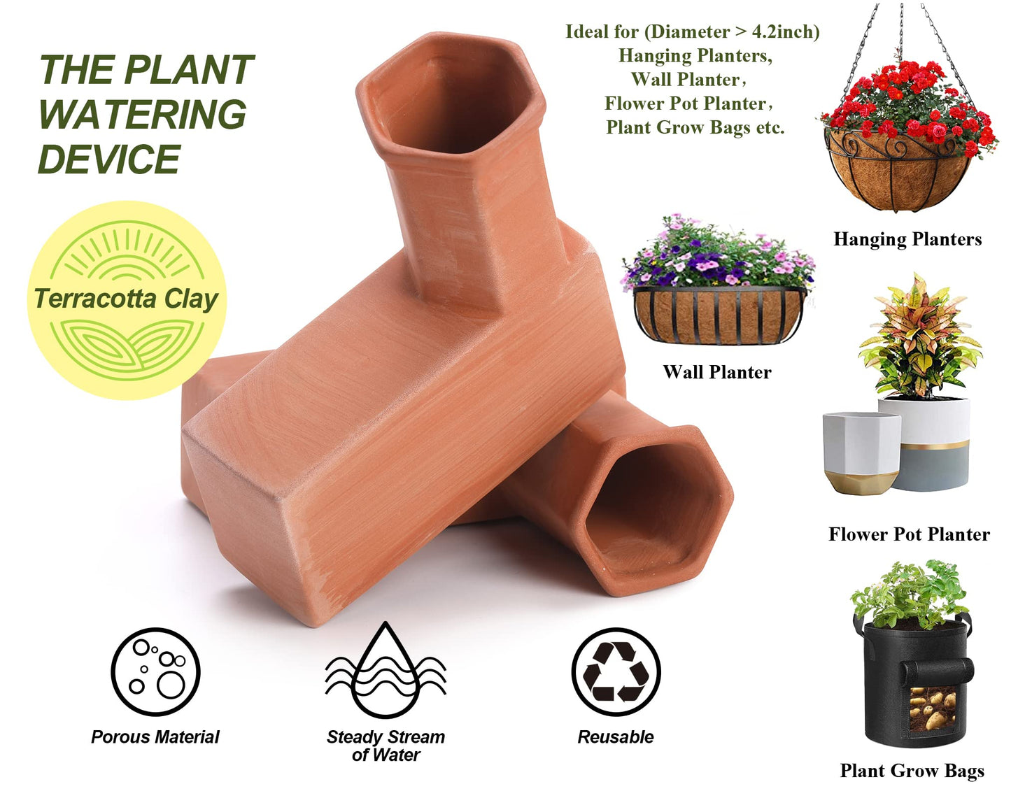 Plant Watering Devices Automatic Plant Waterer System Self Watering Terracotta Spikes Automatically Water Indoor and Outdoor Plants On Vacation Reusable Self-irrigate Water Storage Tank Globes