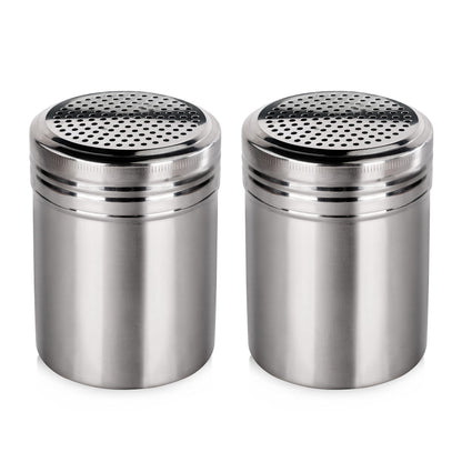 New Star Foodservice 28478 Stainless Steel Dredge Shaker, 10-Ounce, Set of 2