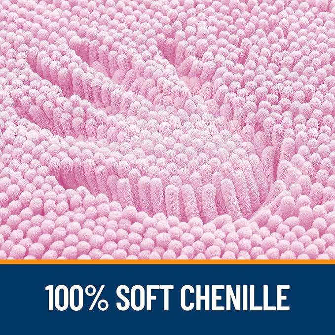 OLANLY Large Bathroom Rugs 40x32, Extra Soft Absorbent Chenille Bath Rugs, Rubber Backing Quick Dry, Machine Washable Bath Mats for Bathroom Floor, Tub and Shower, Home Decor Accessories, Pink
