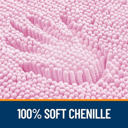 OLANLY Bathroom Runner Rugs 59x24, Extra Soft Absorbent Chenille Bath Rugs, Rubber Backing Quick Dry, Machine Washable Long Bath Mats for Bathroom Floor, Tub and Shower, Home Decor Accessories, Pink
