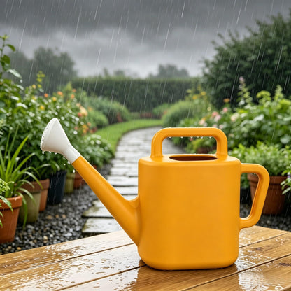 2 Gallon Watering Can for Outdoor Plants, Large Garden Watering Can with Detachable Sprinkler Head, Heavy Duty Resin Water Canner for Flowers, Indoor & Potted Plants (Daisy Yellow)
