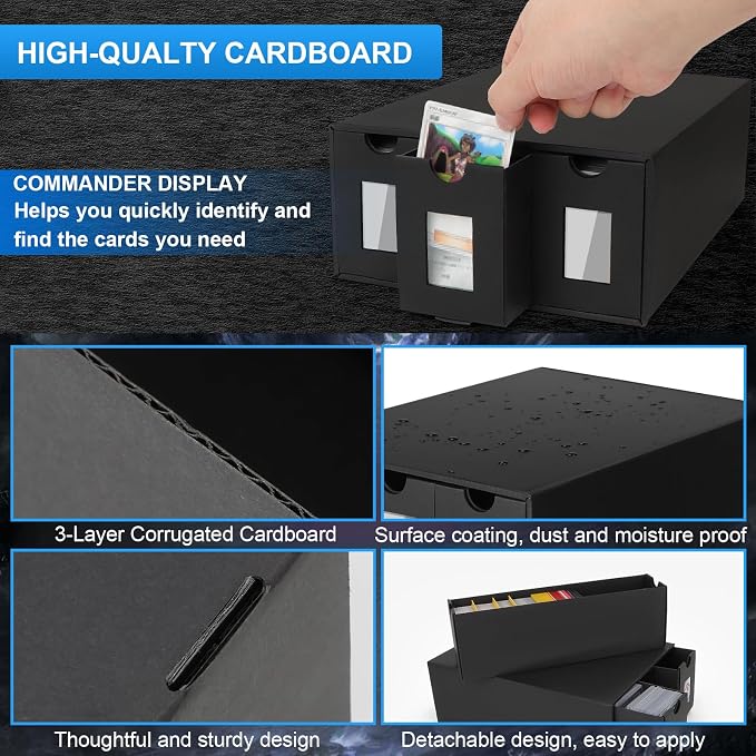 Trading Card Storage Box, 15000+ Cards Deck Box for MTG Commander, Trading Cards Organizer with 48 Card Dividers, Labels & Tapes, Visible Card Deck Boxes for MTG TCG PTCG Sport Cards