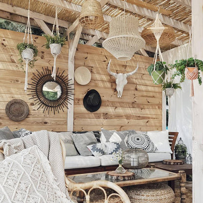 XINBOR 4 Pack Macrame Plant Hangers Indoor Up to 10 inch Pot, Boho Hanging Planters, Plant Holder with 8Pcs Stainless Steel Hooks