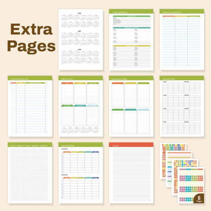SUNEE Deluxe Teacher Planner 2026-2027, Lesson Planner Book with 7 Periods Jul 2026 - Jun 2027, 8.5" x 11" Weekly and Monthly Organizers with Colorful Tabs, Planning Stickers,120gms Paper,Retro Floral