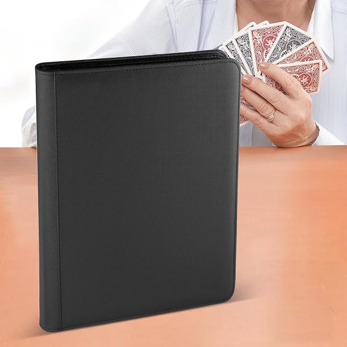 12 Pocket Ringless Side Loading Trading Card Binder, 720 Cards PU Fixed Page Zipper Card Album for TCG Sports Game Cards, Not Fit Top Loaders (Black)