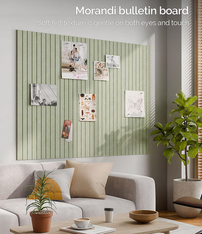 Bounmer Large Cork Board Alternative 48“ x 36”, 12-Pack Felt Bulletin Board Tiles with 60 Safe Removable Adhesive Tabs & 30 Pushpins, Cork Boards for Office Walls Decor (Sage)
