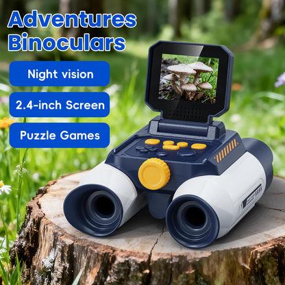 Aspoven Binoculars for Kids, Night Vision with 2.4" Screen, HD Digital Binoculars for Boys and Girls Ages 4-12, Portable Kids Binocular, Photo Video Capture & 9 Puzzle Games (White)