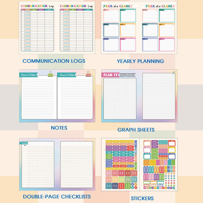 Teacher Planner - Undated Teacher Planner, 8.5" x 11", Lesson Plan Book With Stickers, Class Schedule, Weekly Calendar, Great for School