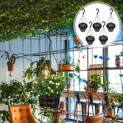 DOITOOL 5 Sets Hanging Flower Pots Plastic Planters with Hooks for Indoor Outdoor Balcony Garden Decor 6.29X6.29X17.71 Inch Black Hanging Planters for Orchid and Succulent Plants