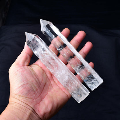 RUIJINGYUAN Clear Quartz Crystal Tower 6-6.3" - 6 Faceted Single Point Crystal Wand for Chakra, Reiki, Meditation & Energy Healing Home Decor Gift
