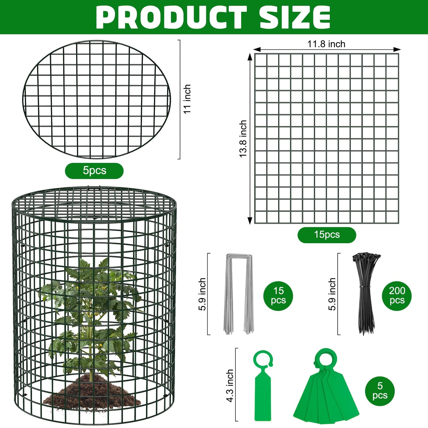Unves 5 Set Garden Plant Protectors from Animals -12" x 14" Metal Plant Cages for Outdoor Plants, Wire Mesh Plant Covers Keep Animals Away from Your Garden's Flower Vegetable