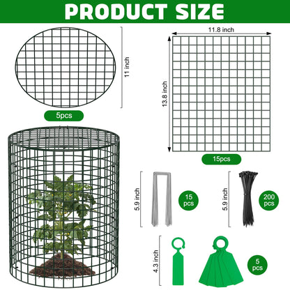 Unves 5 Set Garden Plant Protectors from Animals -12" x 14" Metal Plant Cages for Outdoor Plants, Wire Mesh Plant Covers Keep Animals Away from Your Garden's Flower Vegetable