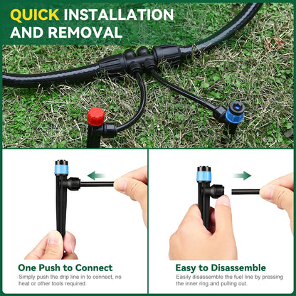 Drip Irrigation System for Garden, 2026-Upgraded Quick Connect Garden Watering Kit All-in-One with 1/2 inch 1/4 inch Irrigation Tubing for Garden, Lawn, Greenhouse, Raised Beds (91FT)