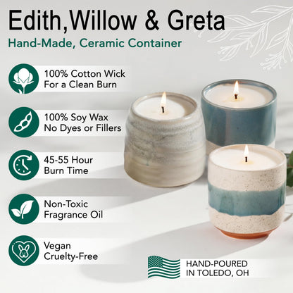 The Growing Candle, Scented Candles 3 Pack, 27oz Natural Soy Wax, Sandalwood Vanilla, Mint Eucalyptus, Rosemary Sage, Aromatherapy Sets, Holiday Gift Set for Women