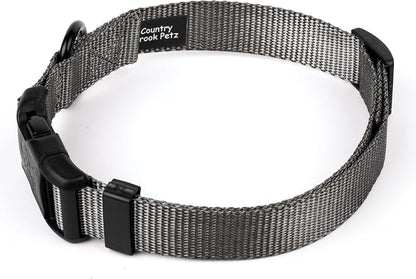 Country Brook Petz - Everyday Nylon Dog Collar and Leash - 10+ Cool Colors (1 Inch, Extra Large, Charcoal)